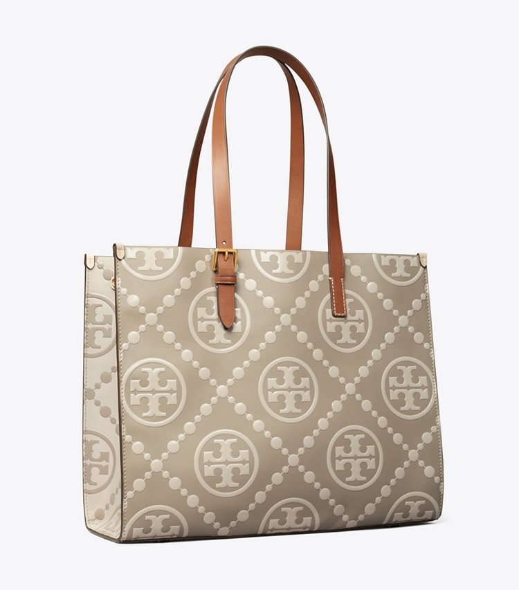 Tory Burch designer tote bags T Monogram Contrast Embossed Tote in LONGAN / New Cream angle