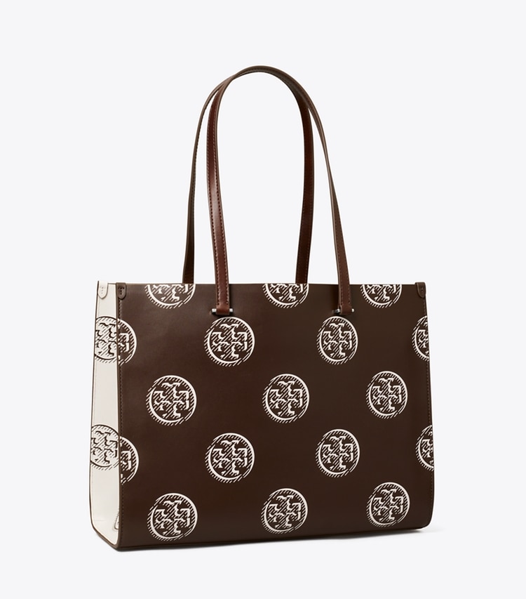 Tory Burch designer tote bags T Monogram Contrast Embossed Tote in Chocolate angle