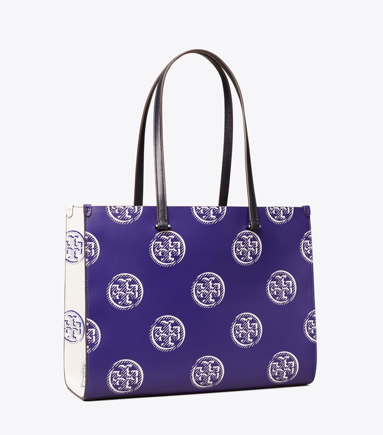 Tory Burch designer tote bags T Monogram Contrast Embossed Tote in Ballpoint Blue angle