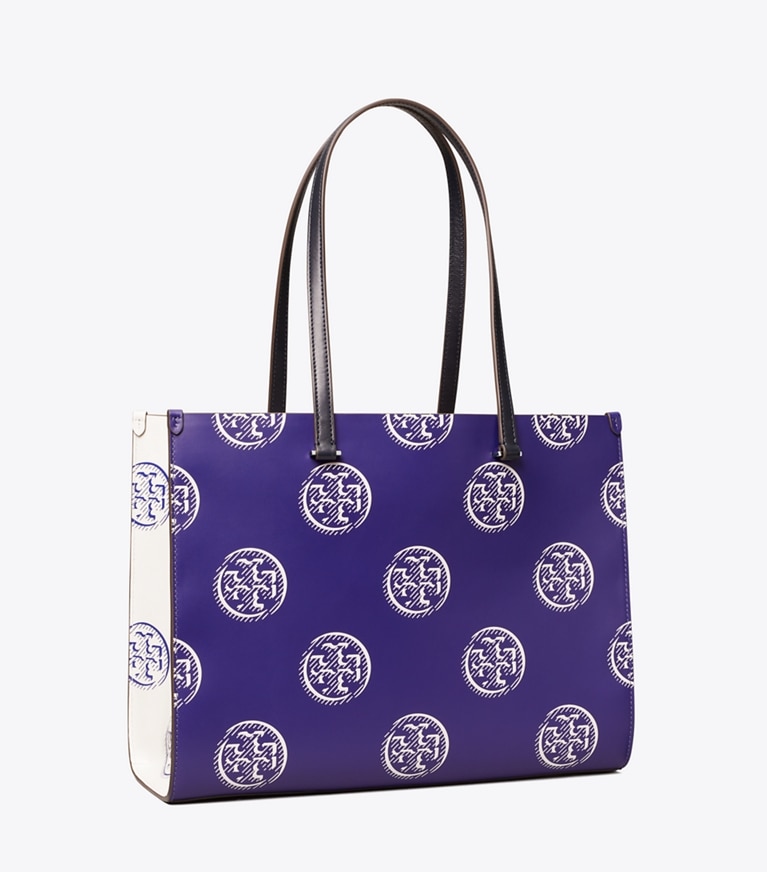 Tory Burch designer tote bags T Monogram Contrast Embossed Tote in Ballpoint Blue angle