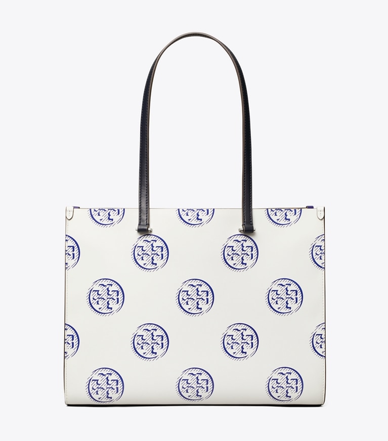 Tory Burch designer tote bags T Monogram Contrast Embossed Tote in Ballpoint Blue angle