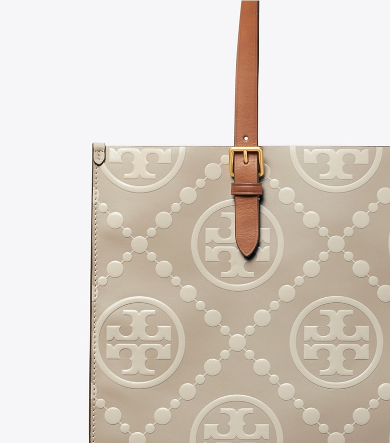 Tory Burch designer tote bags T Monogram Contrast Embossed Tote in LONGAN / New Cream angle