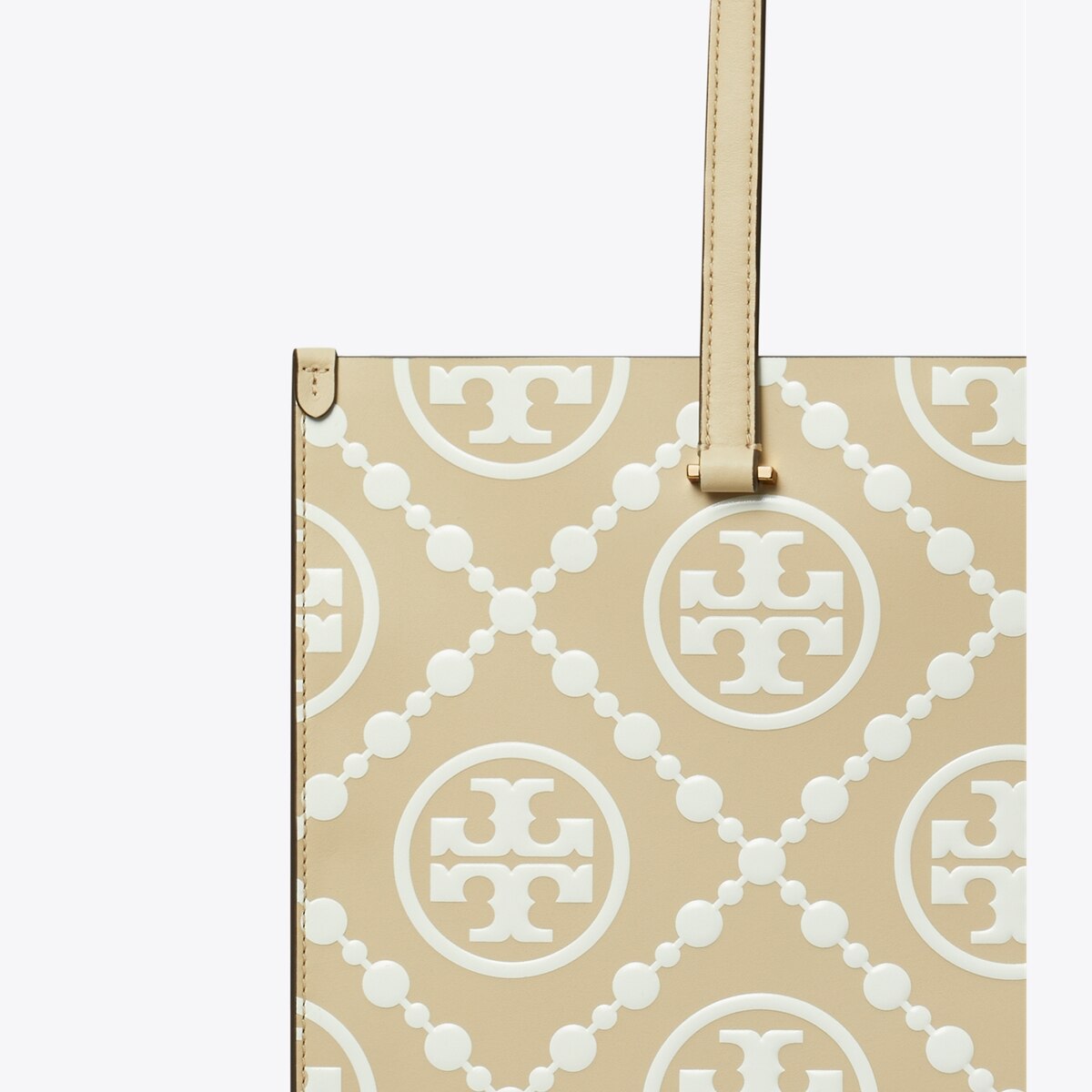 【Tory Burch】T Monogram トートバッグ（ベージュ） T Monogram Contrast Embossed Tote: Women's Designer Tote