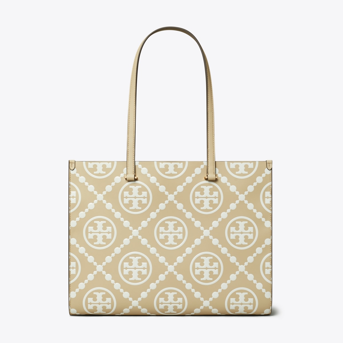T Monogram Contrast Embossed Tote: Women's Designer Tote