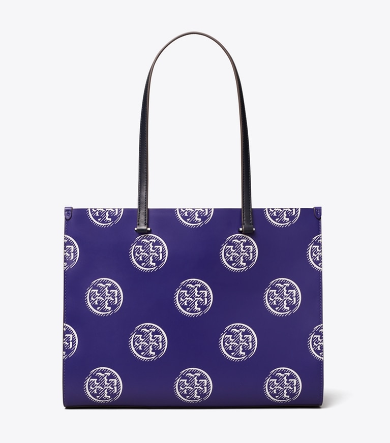 Tory Burch designer tote bags T Monogram Contrast Embossed Tote in Ballpoint Blue angle