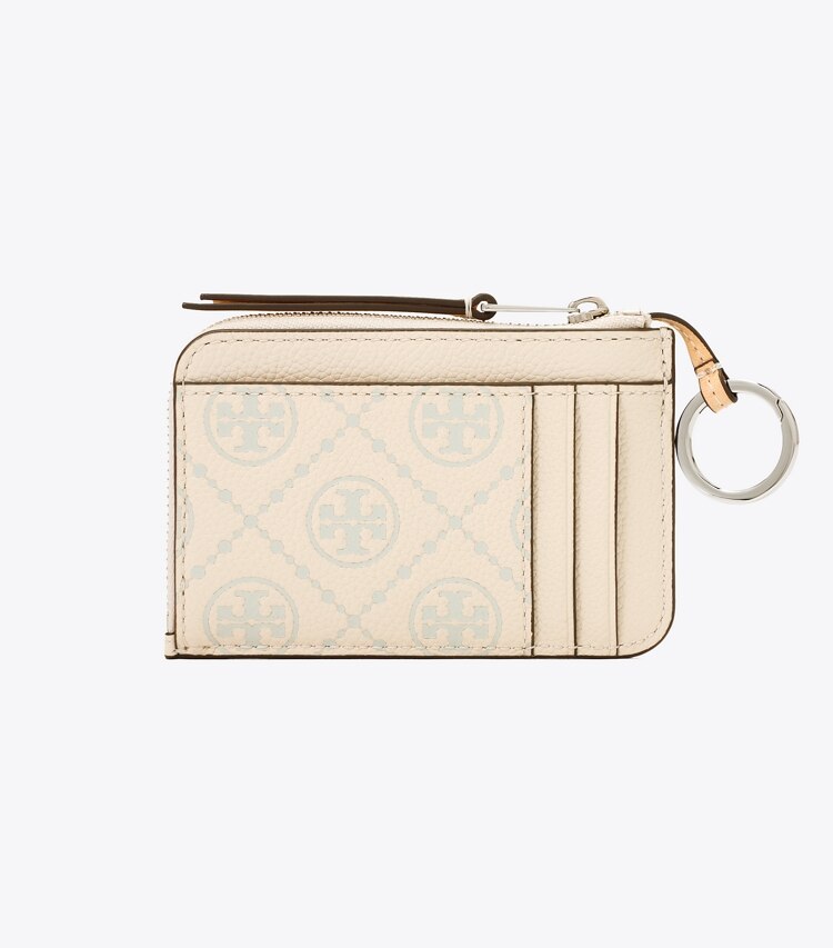 Tory Burch designer カードケース Tモノグラム コントラスト エンボス ジップカードケース in Slate 戻る