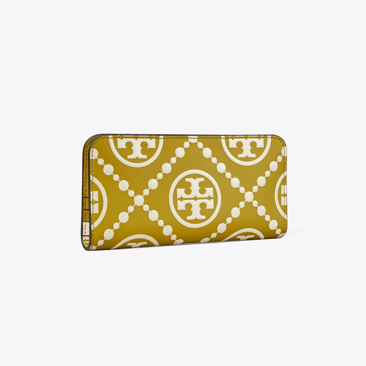 ToryBurch ★T Monogram Contrast Embossed Zip Slim Wallet T Monogram Embossed Zip Slim Wallet: Women's Designer