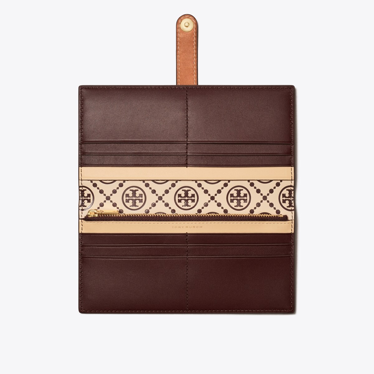 ★Tory Burch★T Monogram Contrast Embossed Zip Slim Wallet T Monogram Contrast Embossed Zip Slim Wallet: Women's