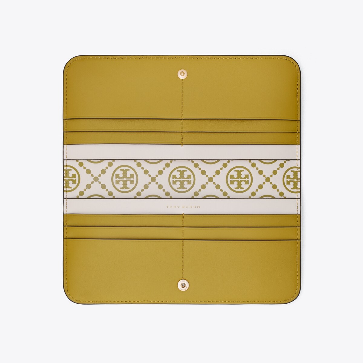 T Monogram Contrast Embossed Zip Slim Wallet: Women's