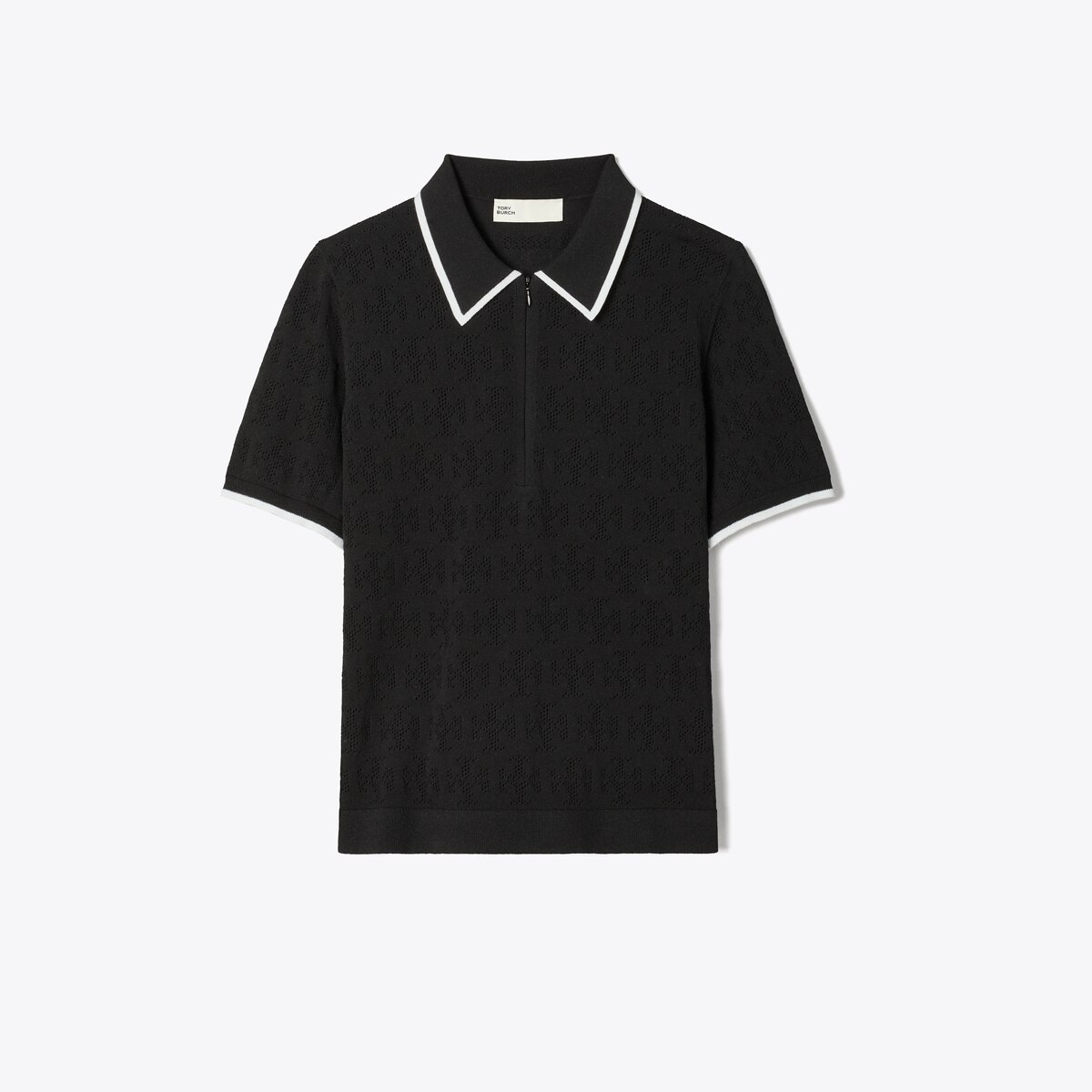 Tモノグラム コットン ポインテール ジップポロシャツ