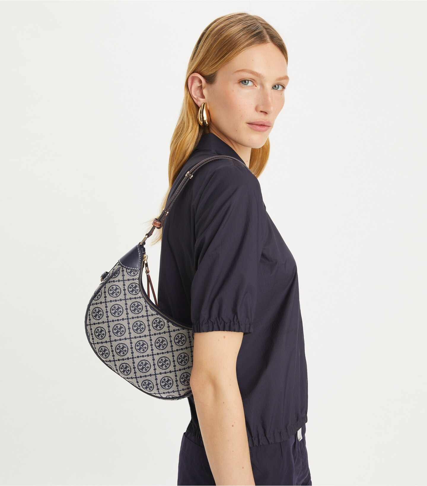 T Monogram Crescent Bag