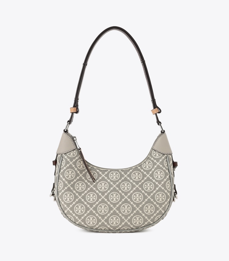 Tory Burch designer ショルダーバッグ Tモノグラム クレッセントバッグ in Gray front