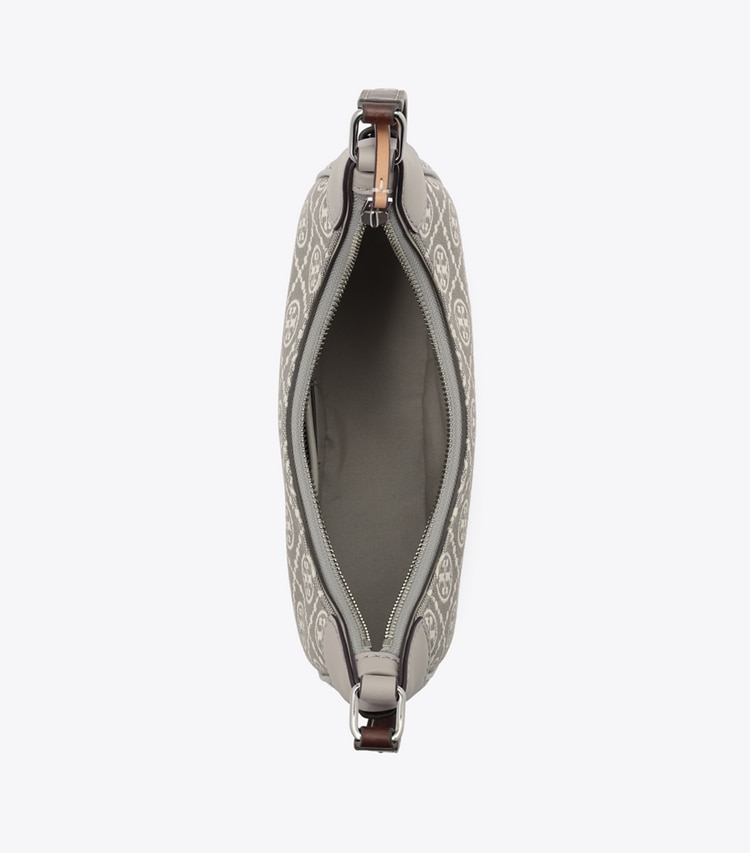 Tory Burch designer ショルダーバッグ Tモノグラム クレッセントバッグ in Gray オーバーヘッド