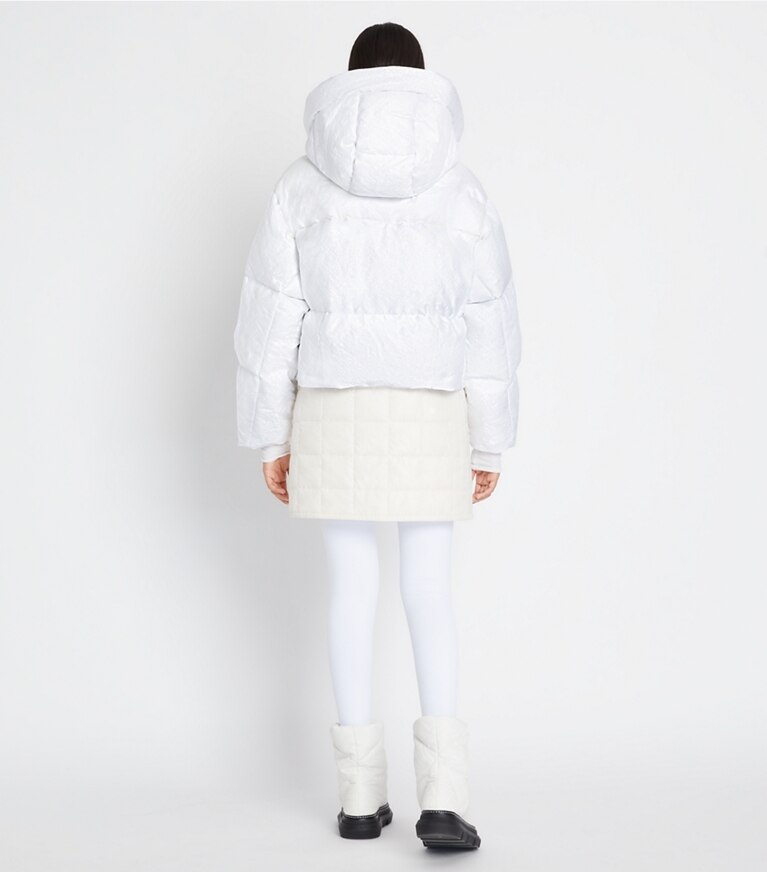 Tory Sport designer coats T Monogram Cropped Down Jacket in White T MONOGRAM SMALL SPORT front