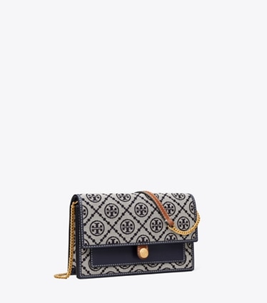 Tory Burch designer mini bags T Monogram Crossbody in Tory Navy angle