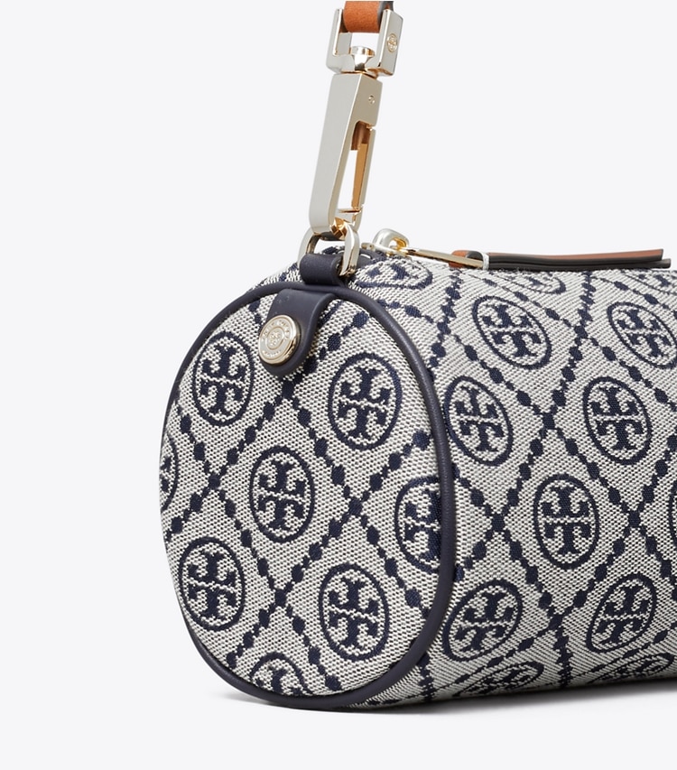 Tory Burch designer crossbody bags T Monogram Cylinder Bag in Tory Navy detail