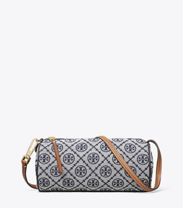 Tory Burch designer crossbody bags T Monogram Cylinder Bag in Tory Navy front