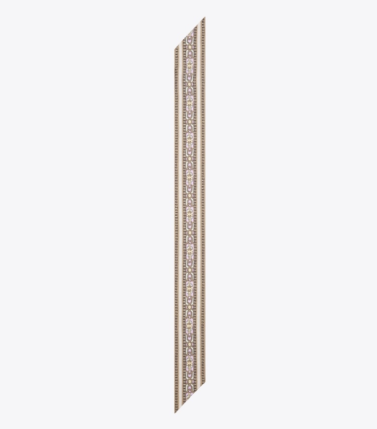 Tory Burch designer scarves T Monogram Deco Ribbon Tie in Cream Deco T Monogram overhead