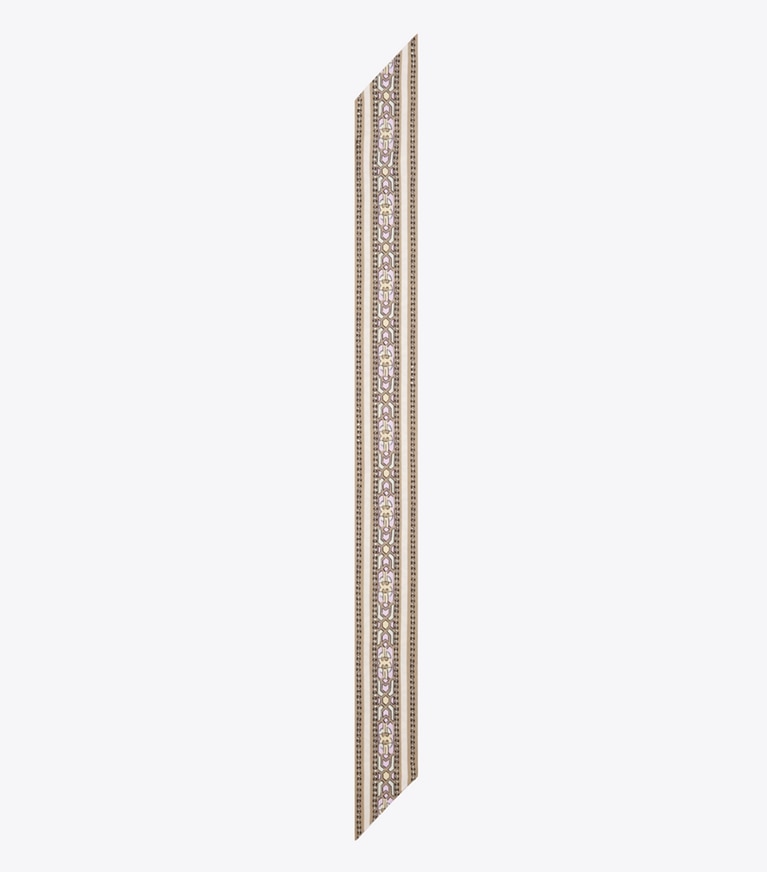 Tory Burch designer scarves T Monogram Deco Ribbon Tie in Cream Deco T Monogram overhead