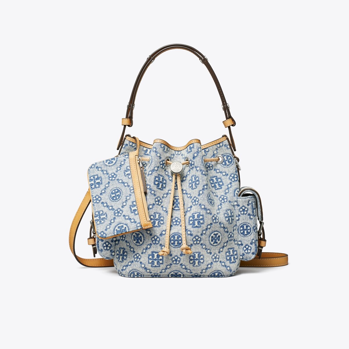 Tory Burch Denim Blue Printed Bucket Hat T Monogram Denim Bucket Bag: Women main image 4