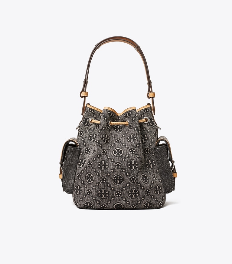 Tory Burch designer クロスボディバッグ Tモノグラム デニム バケットバッグ in Black 戻る
