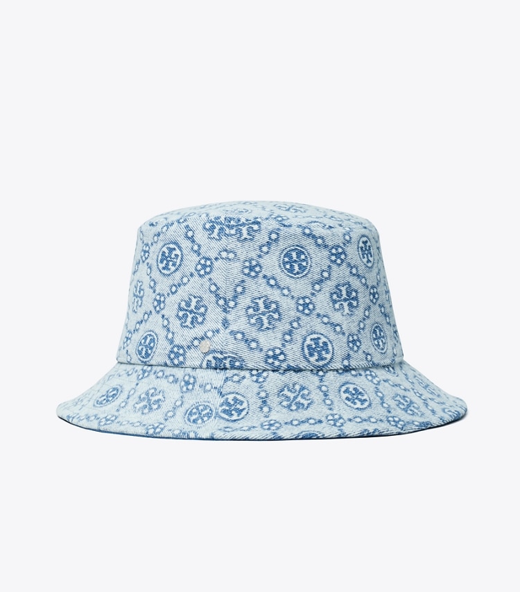 Tory Burch designer hats T Monogram Denim Bucket Hat in Denim front