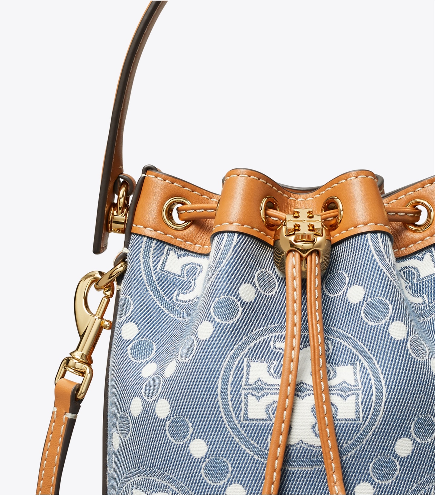 T Monogram Denim Mini Bucket Bag