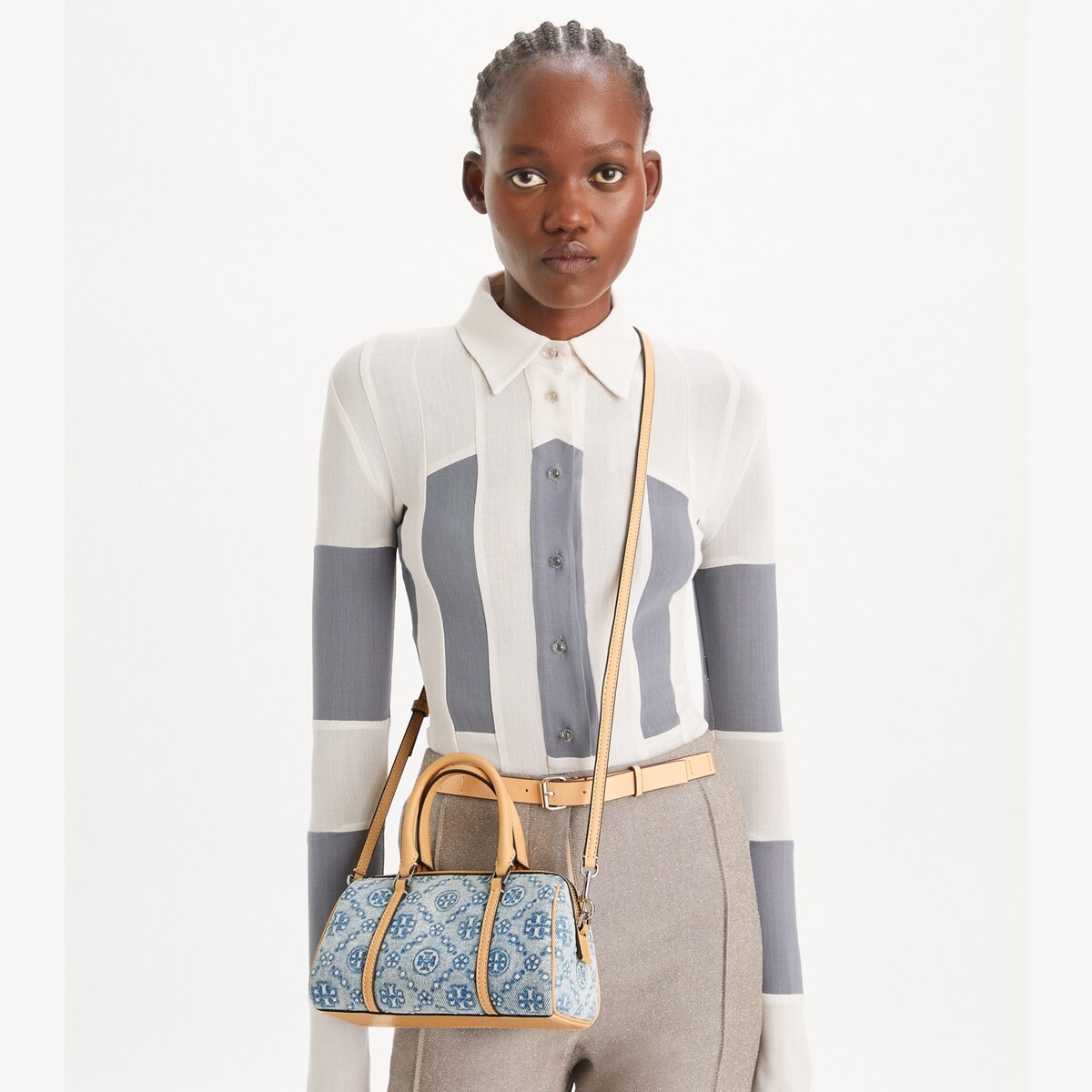 T Monogram Denim Petite Barrel Bag: Women's Handbags | Crossbody