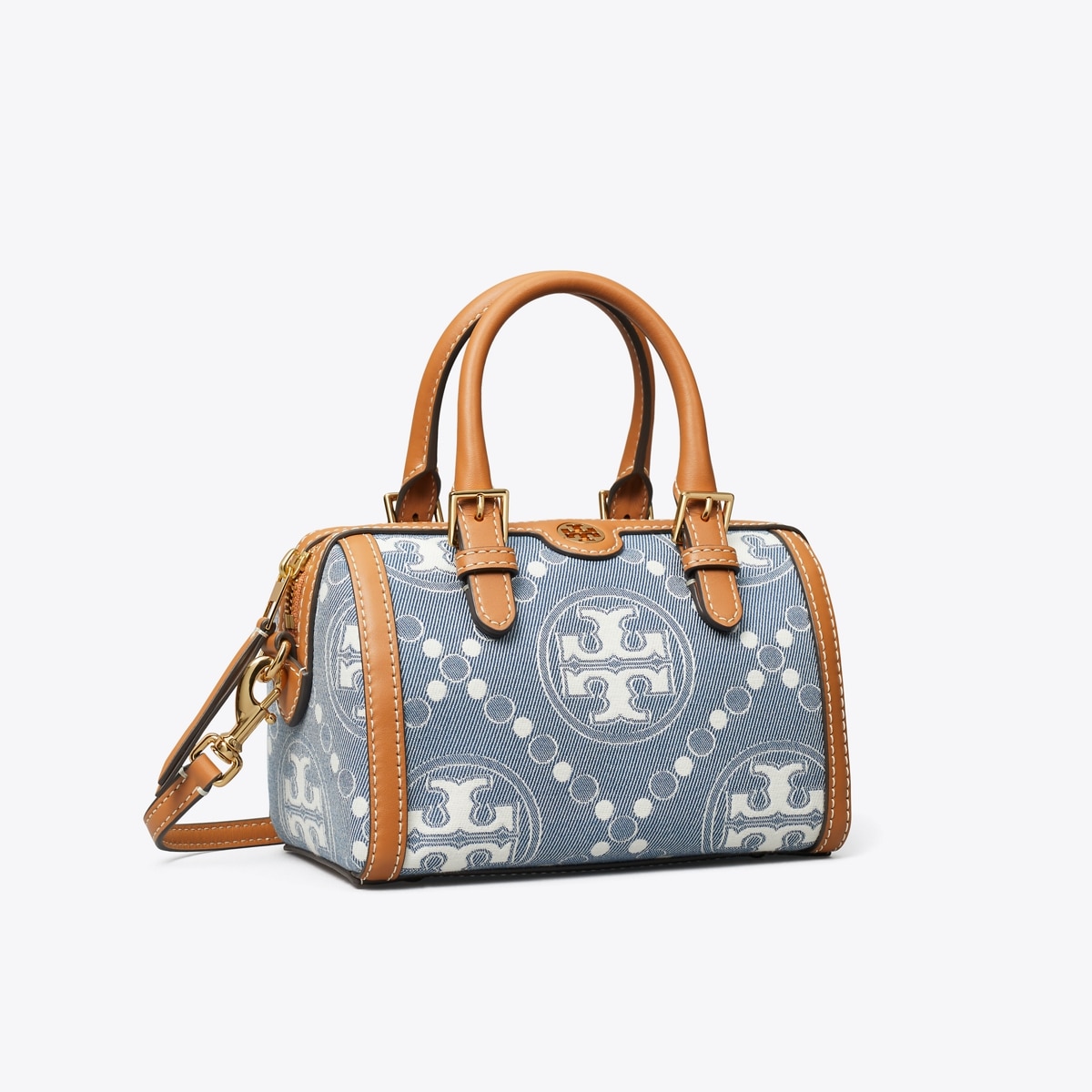 T Monogram Denim Petite Barrel Bag: Women's Designer Crossbody Bags | Tory Burch