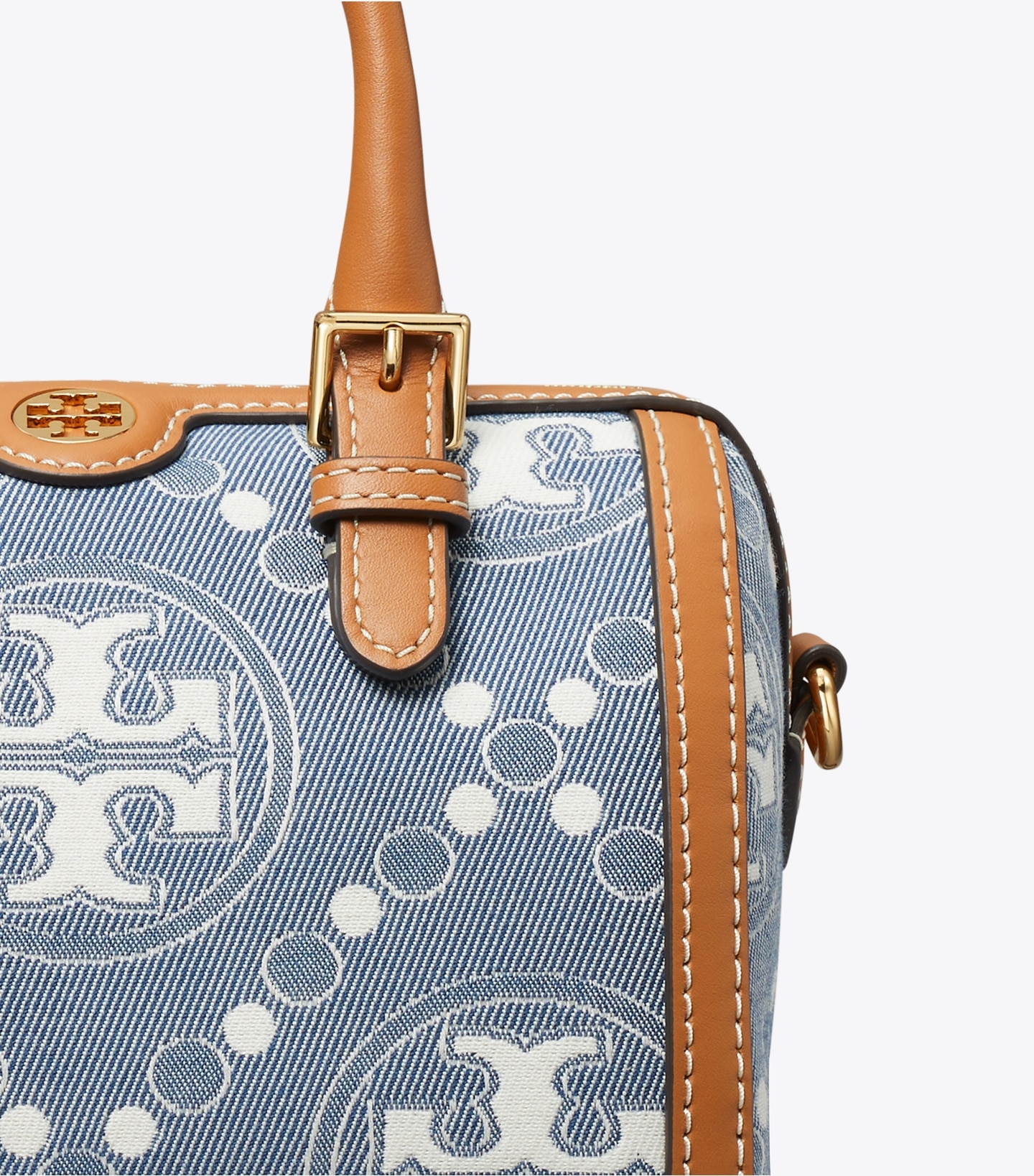 T Monogram Denim Petite Barrel Bag