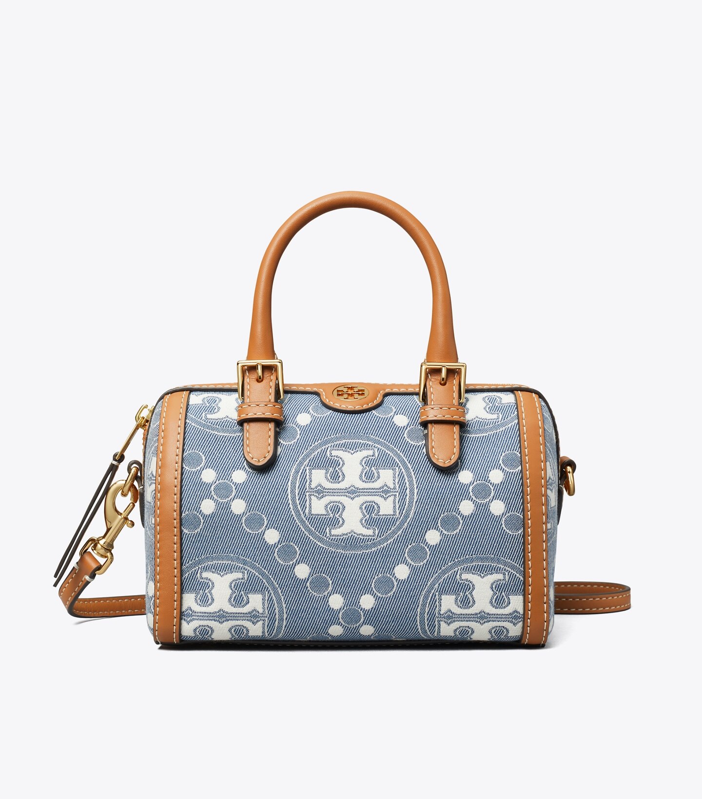 T Monogram Denim Petite Barrel Bag