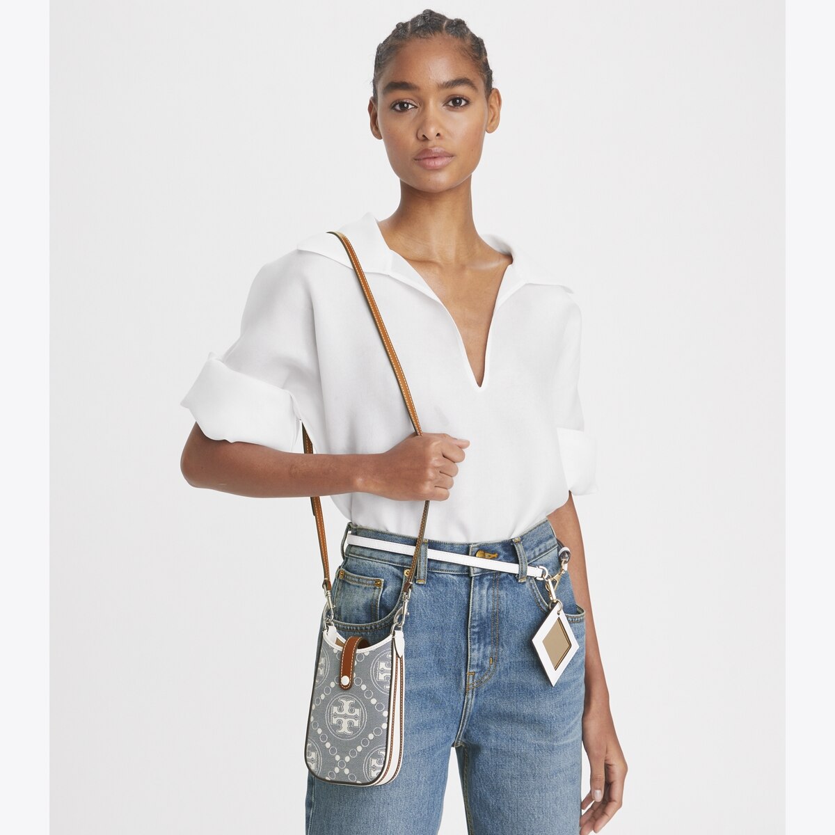 T Monogram Denim Phone Crossbody: Women's Handbags | Mini