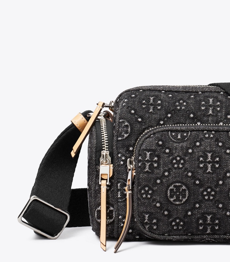 Tory Burch designer クロスボディバッグ Tモノグラム デニム ポケット クロスボディバッグ in Black ディテール