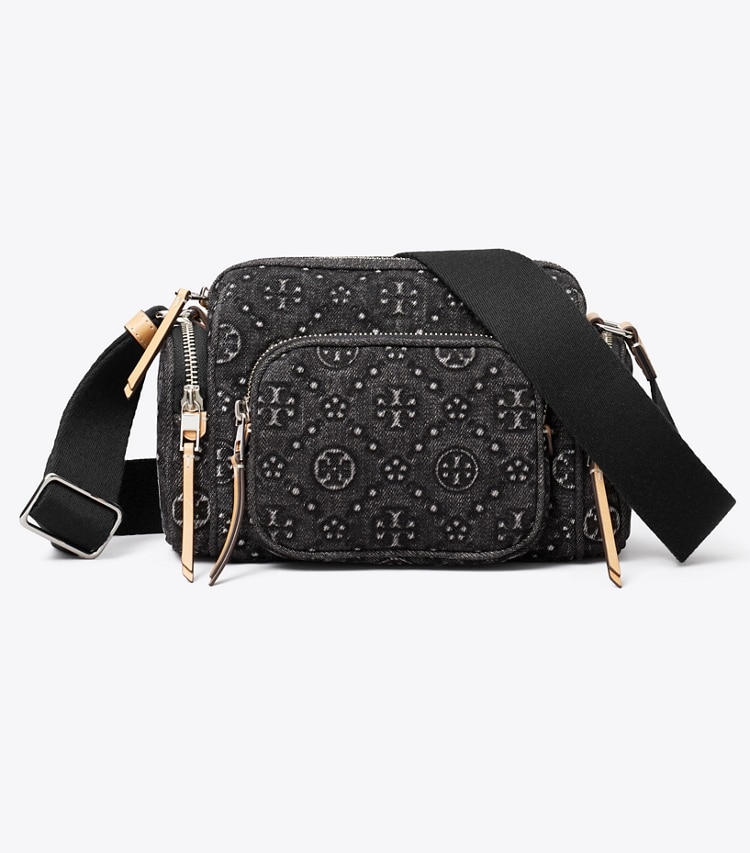 Tory Burch designer クロスボディバッグ Tモノグラム デニム ポケット クロスボディバッグ in Black front