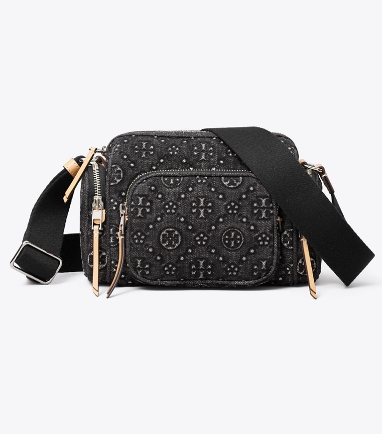 Tory Burch designer クロスボディバッグ Tモノグラム デニム ポケット クロスボディバッグ in Black front