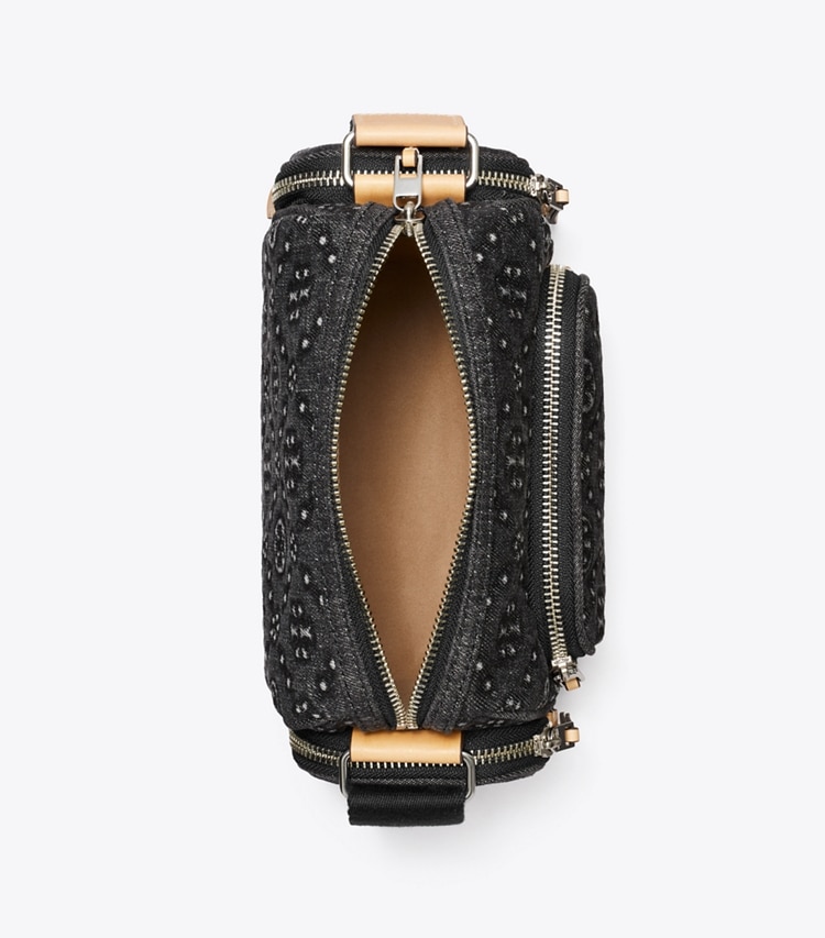 Tory Burch designer クロスボディバッグ Tモノグラム デニム ポケット クロスボディバッグ in Black オーバーヘッド