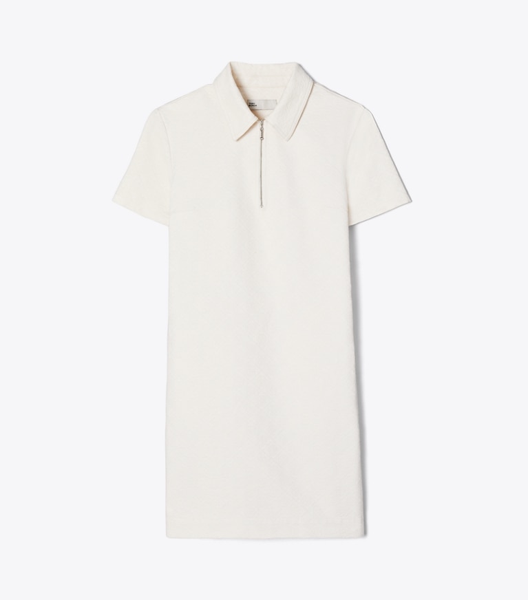 Tory Burch designer ワンピース Tモノグラム デニム ポロドレス in White / Ivory T Monogram front