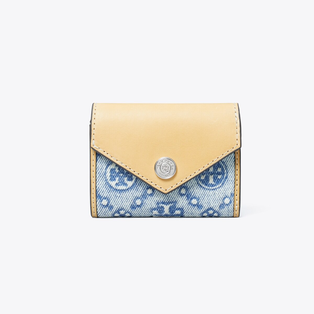 折りたたみ財布 TORY BURCH Leather and T monogram fabric wallet Tory navy Tory Burch - T Monogram Wallet Crossbody - Tory Navy – Zebit