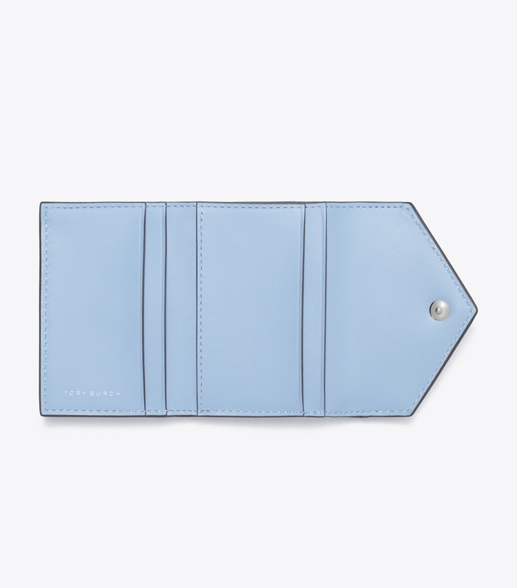 Tory Burch designer wallets T Monogram Denim Small Envelope Wallet in Seltzer overhead