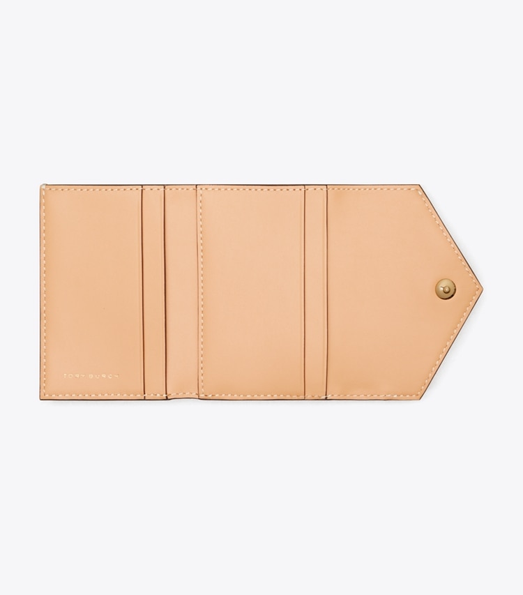 Tory Burch designer wallets T Monogram Denim Small Wallet in Brilliant Red overhead