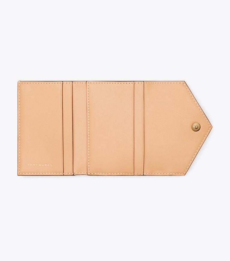 Tory Burch designer wallets T Monogram Denim Small Wallet in Brilliant Red overhead