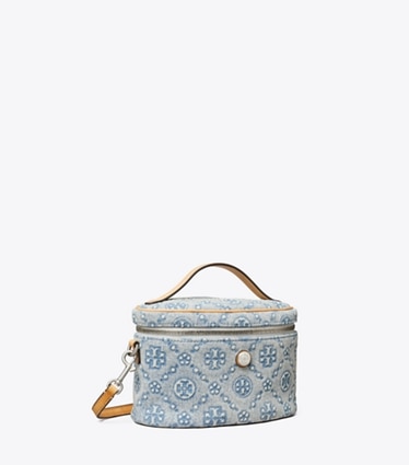 Tory Burch designer クロスボディバッグ Tモノグラム デニム ソフト バニティケースバッグ in Powder Blue angle