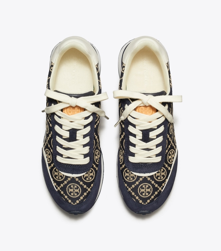 Tory Burch designer sneakers T Monogram Destiny Trainer in NAVY / PERFECT NAVY / WHITE overhead