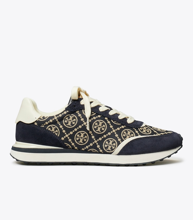 Tory Burch designer sneakers T Monogram Destiny Trainer in NAVY / PERFECT NAVY / WHITE side