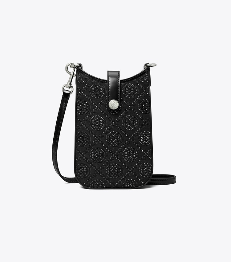Tory Burch designer ミニバッグ Tモノグラム エンベリッシュ フォン クロスボディ in Black front