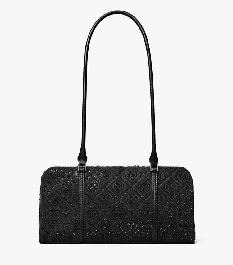 Tory Burch designer サッチェルバッグ Tモノグラム マシュマロ エンベリッシュ スモールサッチェル in Black front