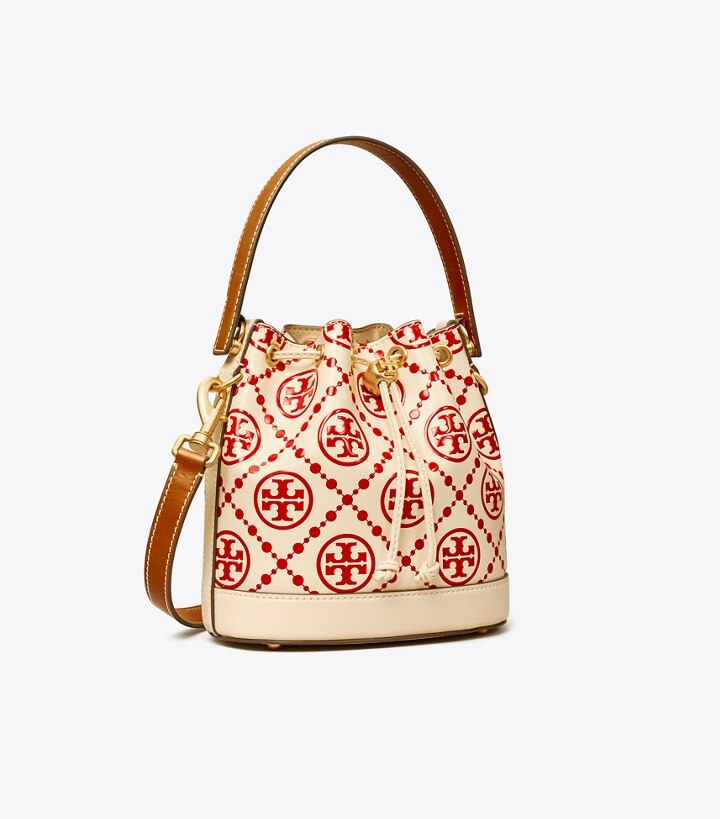 T Monogram Embossed Bucket Bag: Women's Designer Crossbody Bags | Tory Burch