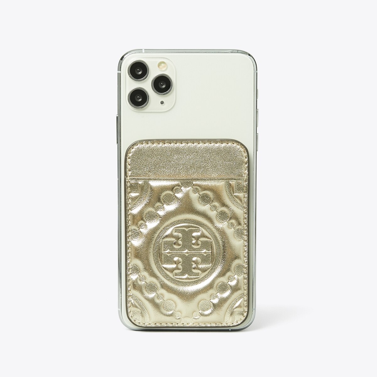 スマホケース・テックアクセサリーその他 TORY BURCH KIRA LLIC PHONE CARD POCKET T Monogram Embossed Metallic Card Pocket: Women's Designer