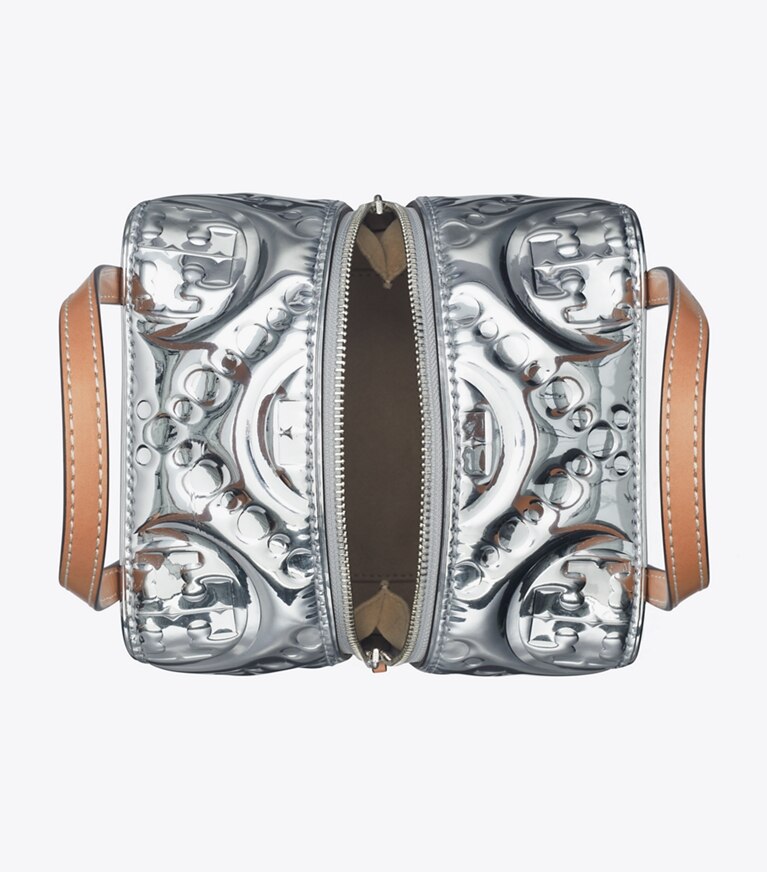 T Monogram Embossed Metallic Cube: Women