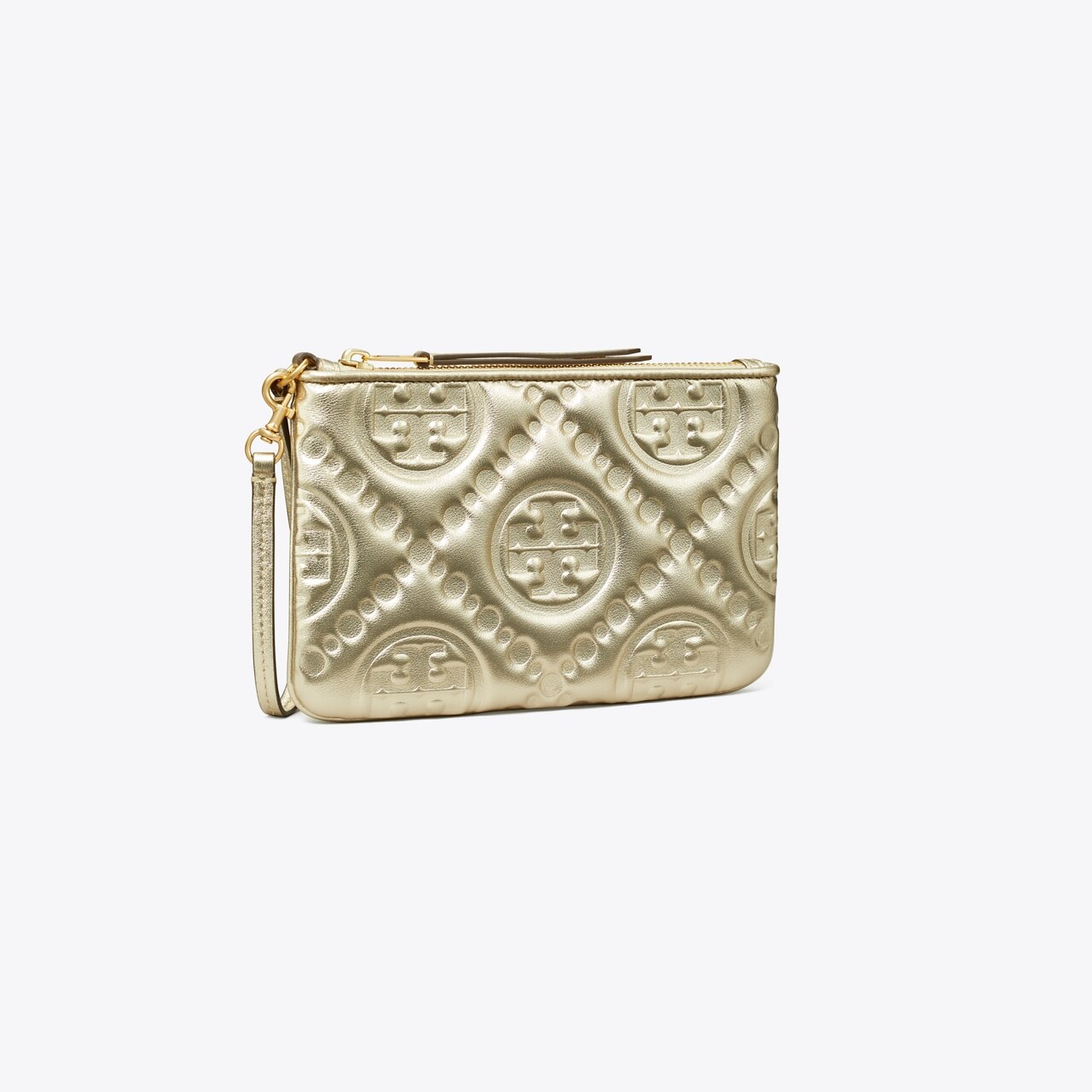 T Monogram Embossed Metallic Pouch: Women's Designer | Tory 